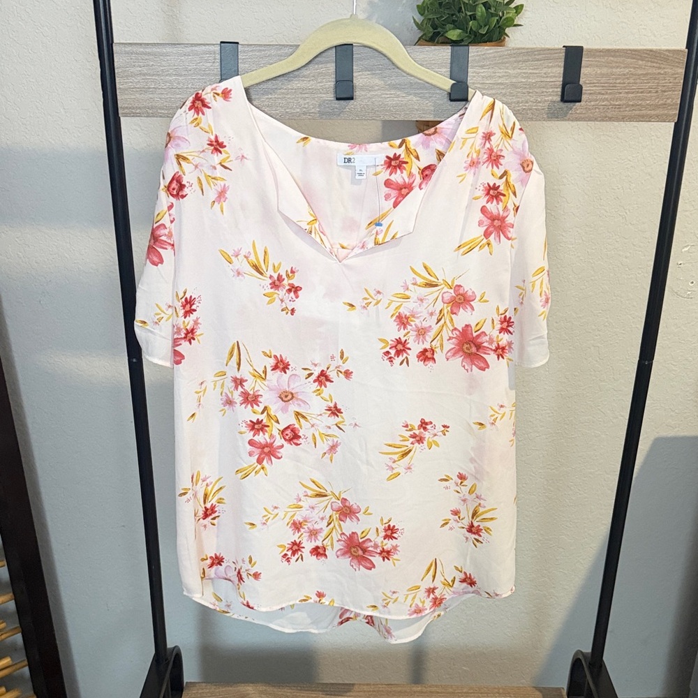 DR2 Floral Blouse - Pink and Cream size XL